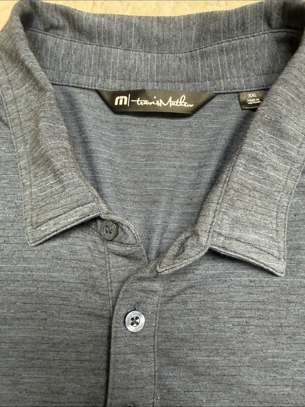 Travis Mathew Men's Heather Slate Polo - Slate Gray